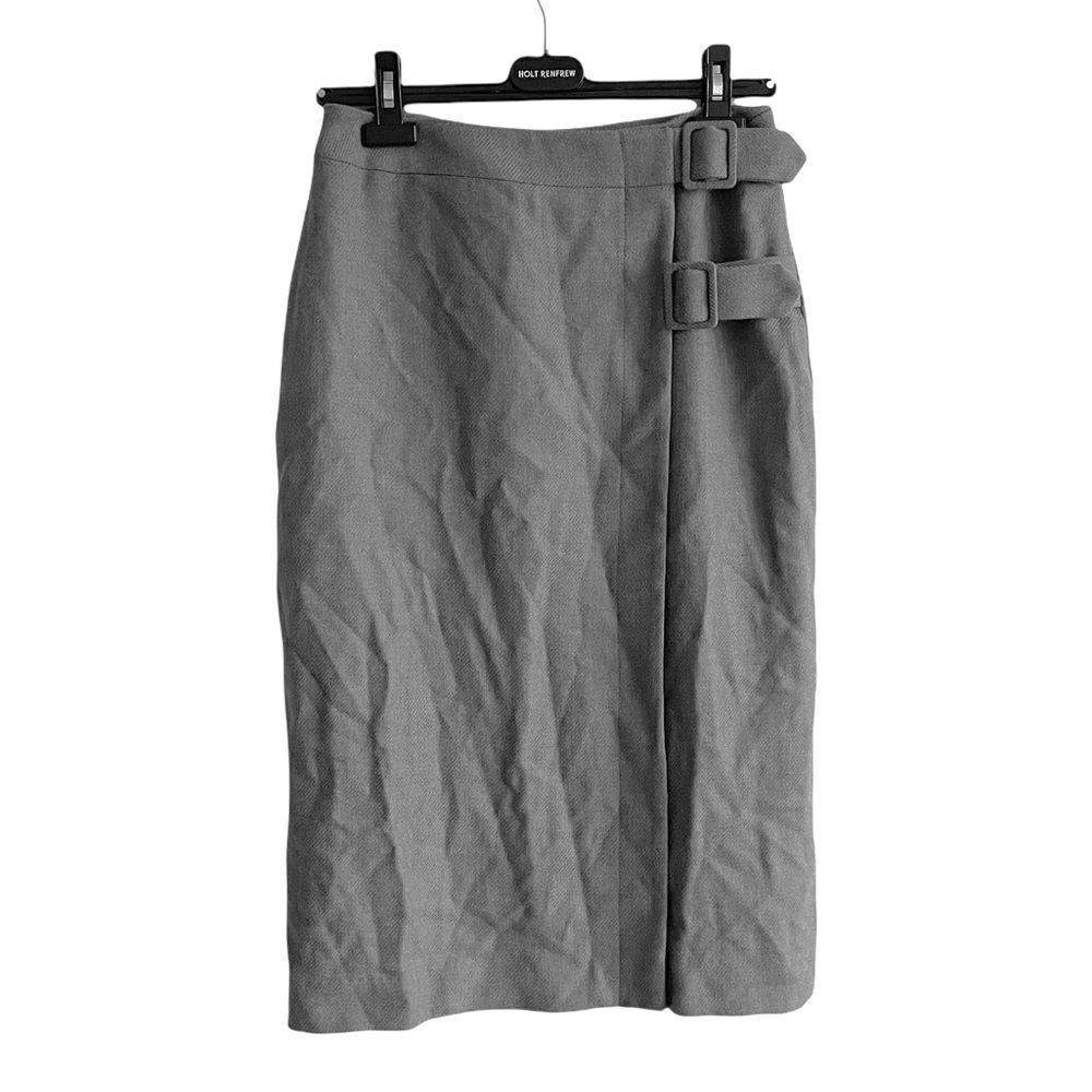 FRANCESCA MAMMOLITI Toronto Vintage Wool Pencil Wrap Skirt Grey S